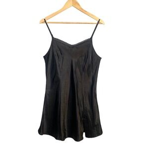 Vintage Slip Dress Large Satin Lace Slit Bows Coquette Whimsigoth Dark Romantic